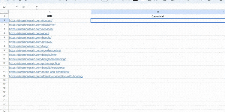 Canonical Tag Extract URL by Google Sheets Formula