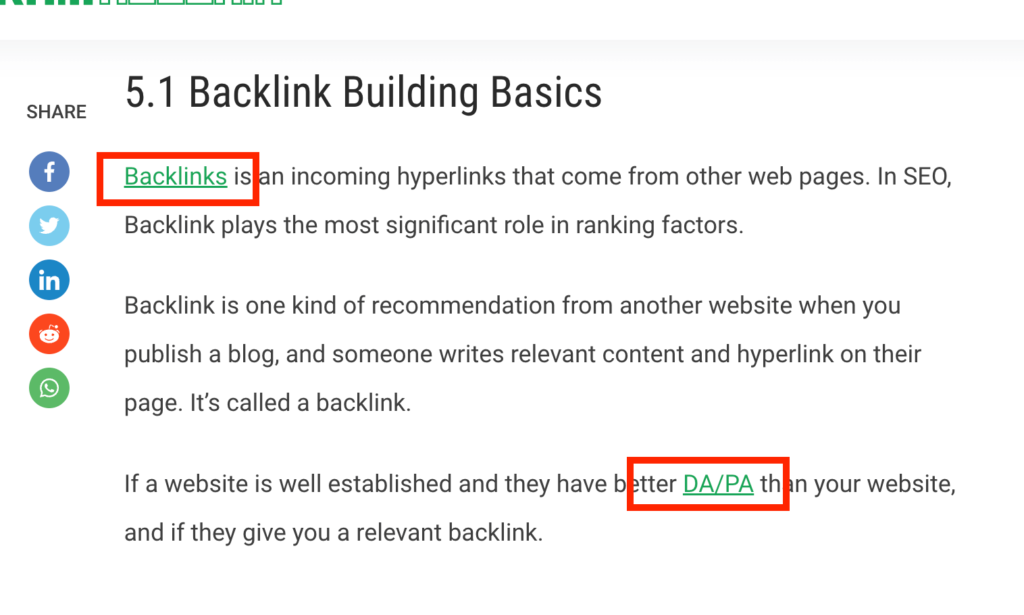 Example of backlink