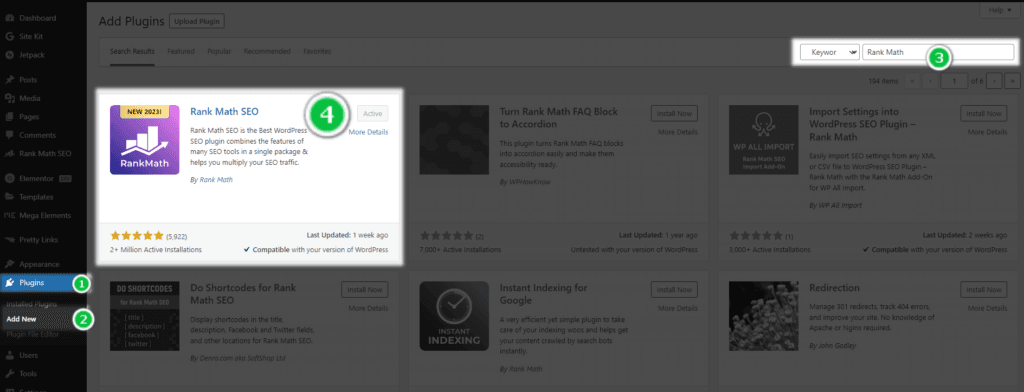 Rank Math SEO Plugin Installation Process in WordPress