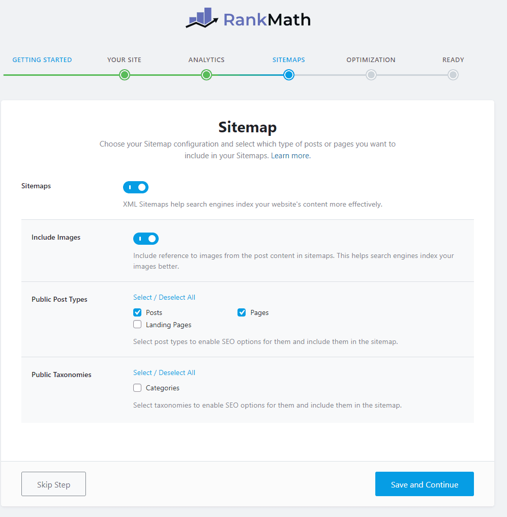 XML Sitemap creation on Rank Math