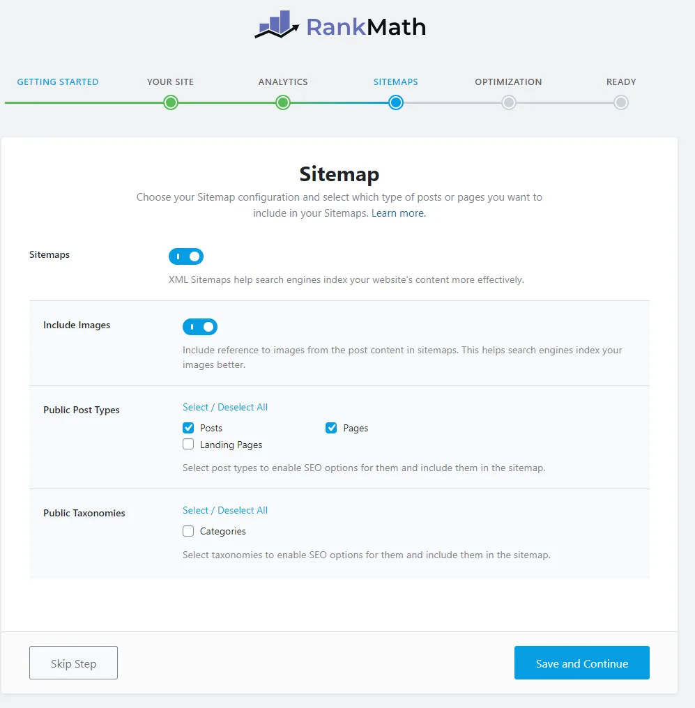 XML Sitemap creation on Rank Math