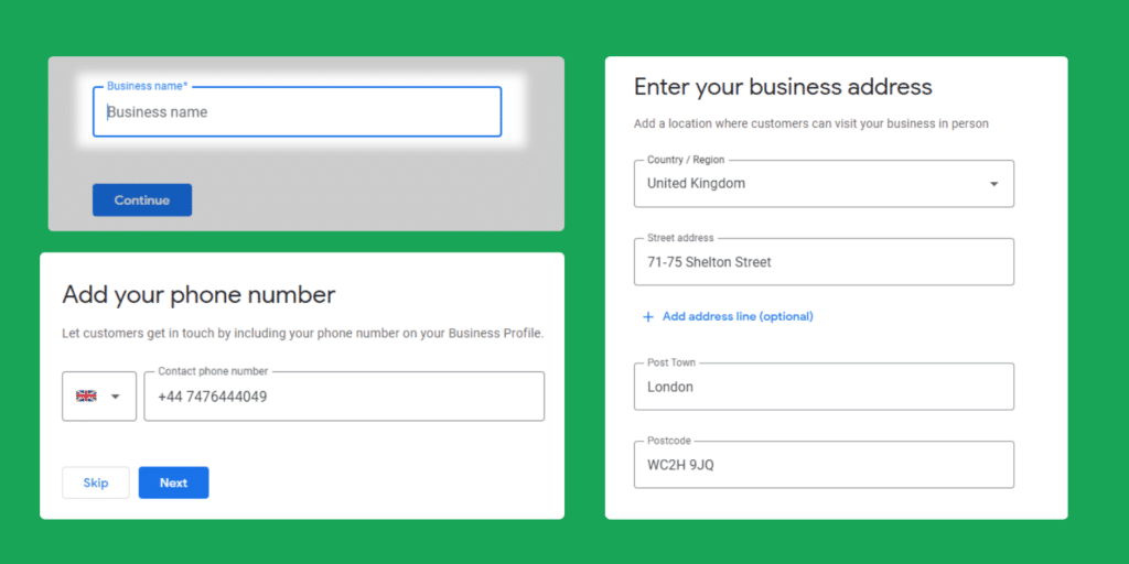 Google By Business Name, Phone Number and Address Field