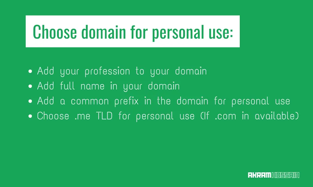 How to Choose domain for personal use