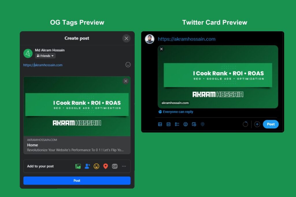 OG tags and Twitter card Preview example
