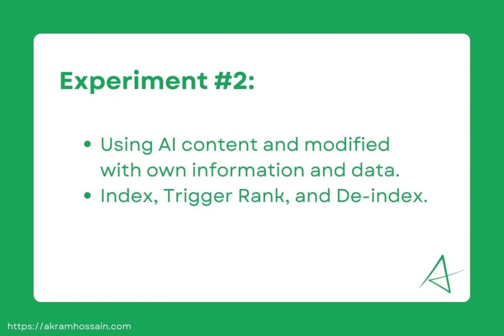 AI Content Experiment of Google Rank #2