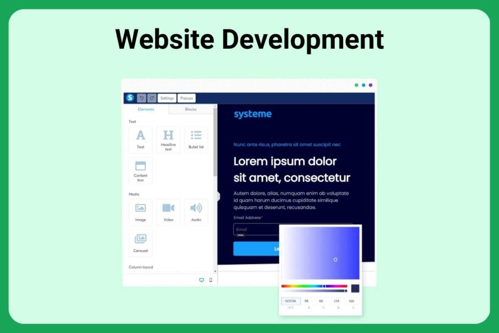 Build your website using systeme.io