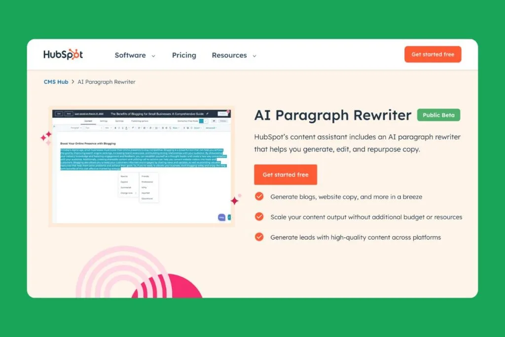 HubSpot Free AI Paragraph Rewriter