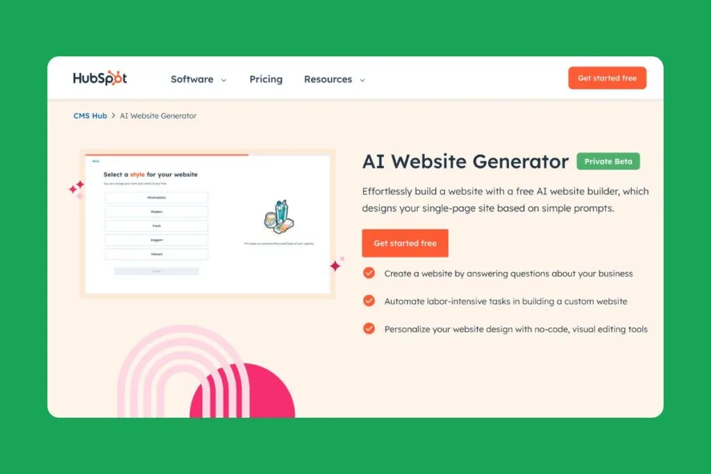 HubSpot Free AI Website Generator