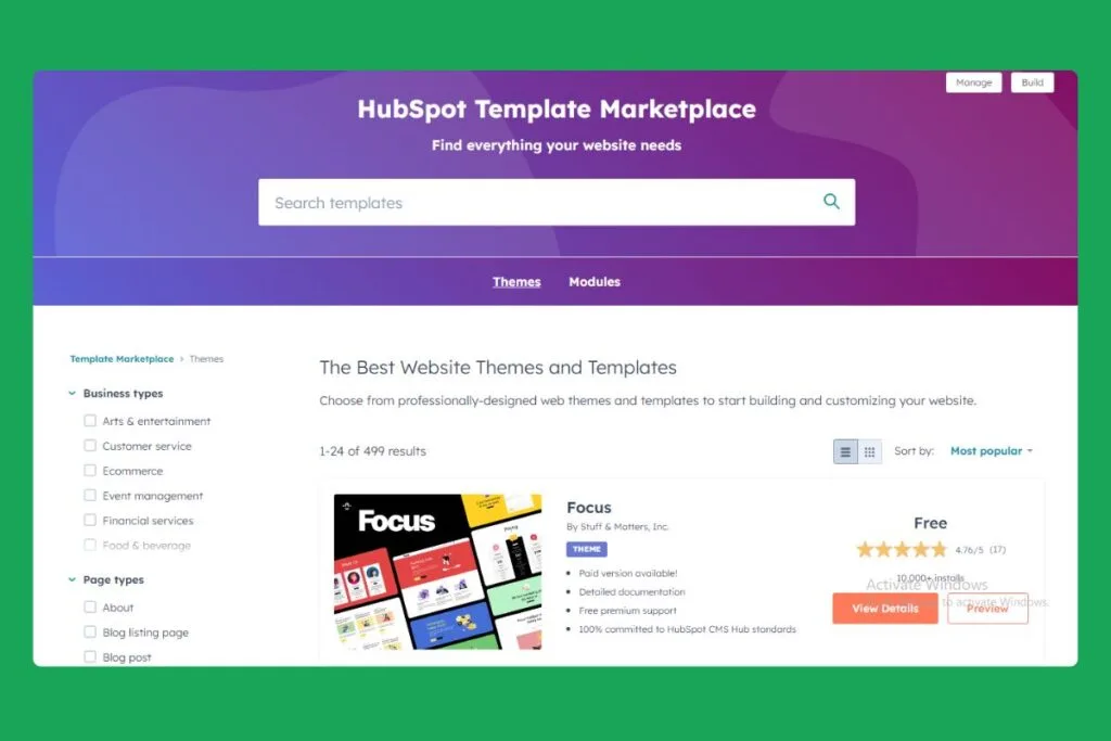 HubSpot Template Marketplace