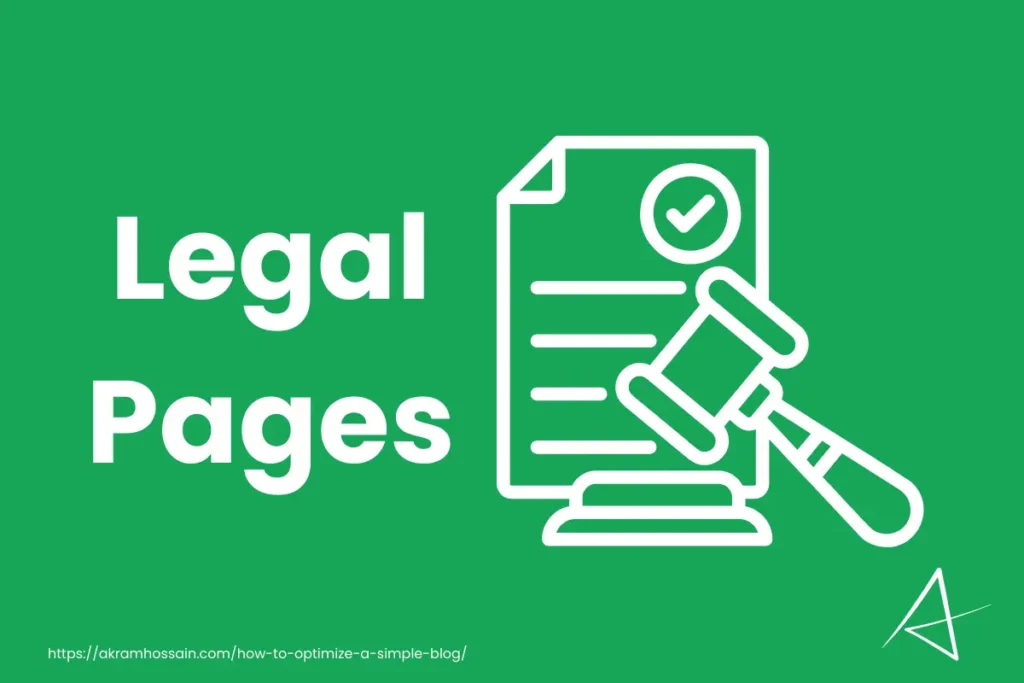 Legal pages setup for a blog website