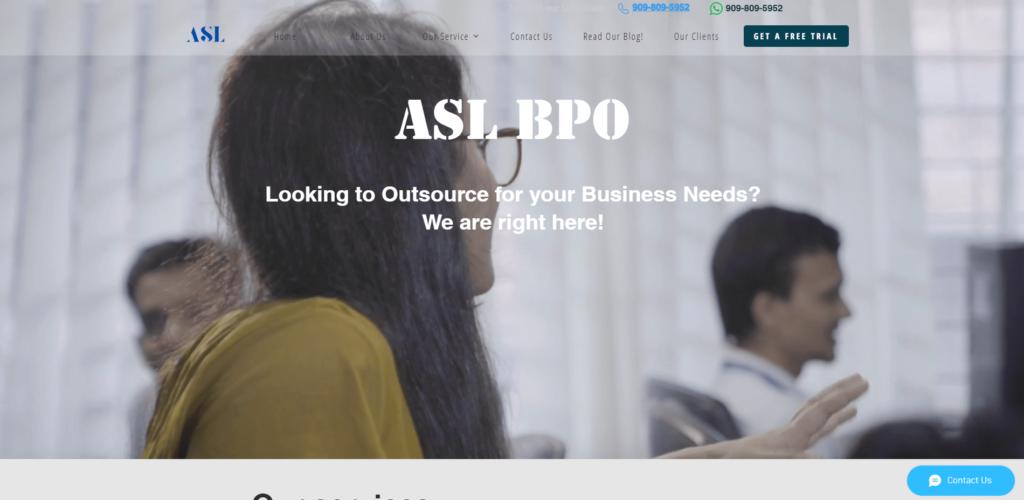 ASL BPO Website Screenshot