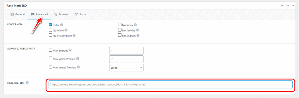 Single Product page Canonical URL Setup
