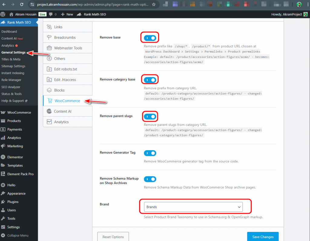 WooCommerce URL structure Setup by Rank Math