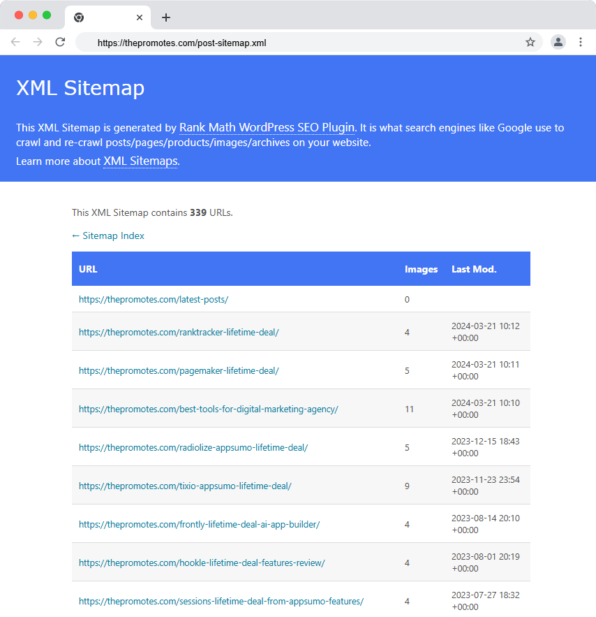 ThePromotes XML sitemap optimized by Rank Math