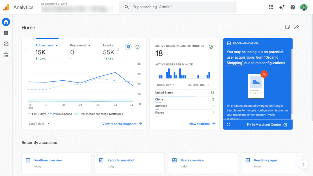 Google Analytics Google Analytics interface