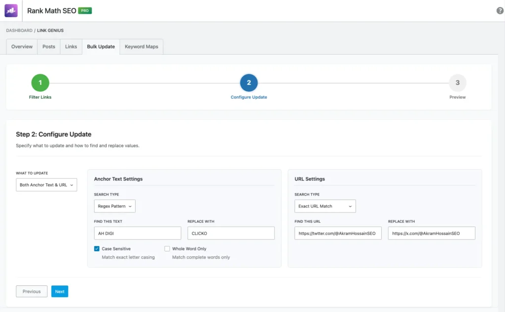 Rank Math AI Links Genius Bulk Update Features Rank Math AI Links Genius - Bulk Update Features